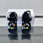Pebble Beads Fussbett Sandals Black Nappa Lambskin