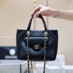 Small Shopping Bag Black Caviar Leather