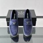Suede Loafers In Navy Blue – Pd296