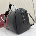 Web Trademark Medium Duffle Bag Black Soft Leather