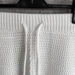 White & Brown Tennis Stripe Crochet Shorts