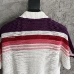 White & Pink Stripe Short Sleeve Crochet Shirt – Sh538