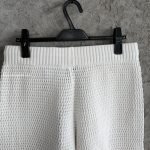 White & Pink Striped Crochet Shorts