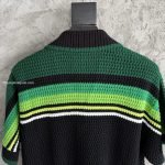 Black & Green Striped Short Sleeve Crochet Shirt – Sh537