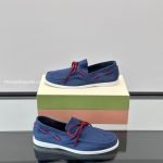 Blue Nubuck Boat Loafers