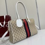 Borsetto Large Boston Bag Sand And Brown GG Canvas