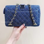 1998 Medium Double Flap Bag Denim Blue