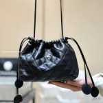 Clutch With Leather Strap Black Lambskin Leather