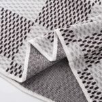 Cotton T-Shirt With Damier Jacquard Fabric In Grey And White