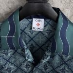 Dark Green Radiating Monogram Short Sleeve Silk Shirt – Sh536