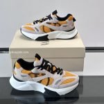Demivee Mesh And Suede Sneakers In White And Yellow – Vl227