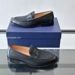Granville Loafers Black Smooth Calfskin And Black Oblique Jacquard – Cd499