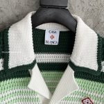 Green & White Tennis Stripe Crochet Short Sleeve Shirt – Sh541