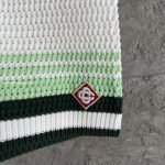 Green & White Tennis Stripe Crochet Shorts