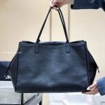 Large Shopping Bag Black Grained Calfskin Leather