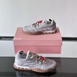 Miumiu Tyre Technical Fabric And Suede Sneakers In Grey