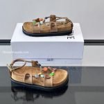 Pebble Beads Fussbett Sandals Brown Nappa Lambskin