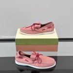 Pink Nubuck Boat Loafers