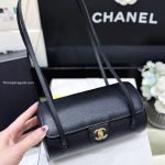 Preppy Coco Small Bowling Bag Black Shiny Caviar Leather