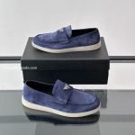 Suede Loafers In Navy Blue – Pd296