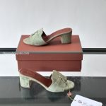 Summer Charms Sandals Khaki Green Suede Goatskin