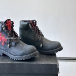 Timberland X Ch Cross Patch Boots In Black With Triple Cross Red
