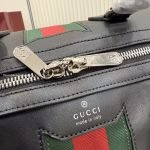 Web Trademark Medium Duffle Bag Black Soft Leather