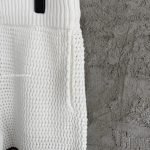 White & Brown Tennis Stripe Crochet Shorts
