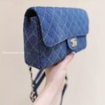 1998 Medium Double Flap Bag Denim Blue