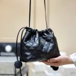 Clutch With Leather Strap Black Lambskin Leather