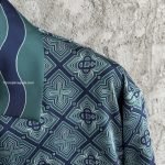 Dark Green Radiating Monogram Short Sleeve Silk Shirt – Sh536