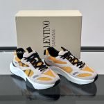 Demivee Mesh And Suede Sneakers In White And Yellow – Vl227