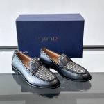 Granville Loafers Black Smooth Calfskin With Beige And Black Oblique Jacquard – Cd500