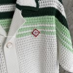 Green & White Tennis Stripe Crochet Short Sleeve Shirt – Sh541