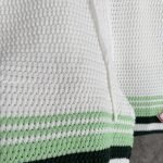 Green & White Tennis Stripe Crochet Shorts
