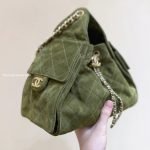 25 Hobo Bag Khaki Suede Leather