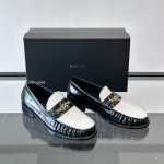Ma Chain Leather Loafers In Black And White – Ri97