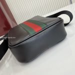 Mini Bag With Web Black Soft Leather
