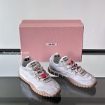 Miumiu Tyre Technical Fabric And Suede Sneakers In Grey