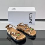Pebble Beads Fussbett Sandals Brown Nappa Lambskin