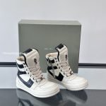 Rick Owens X Chrome Hearts Geobaskets High Sneakers In White – Ro38