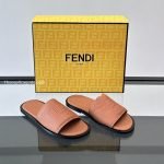 Roma Logo Embossed Slides Brown Leather – Fd186