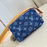 Speedy 18 Bandouliere Bag Blue Monogram Denim Flowers M27557