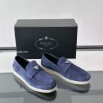Suede Loafers In Navy Blue – Pd296