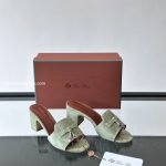 Summer Charms Sandals Khaki Green Suede Goatskin