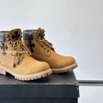 Timberland X Ch Cross Patch Boots In Brown With Trip Cross Black
