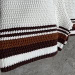 White & Brown Tennis Stripe Crochet Shorts