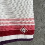 White & Pink Striped Crochet Shorts