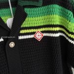 Black & Green Striped Short Sleeve Crochet Shirt – Sh537