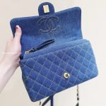 1998 Medium Double Flap Bag Denim Blue